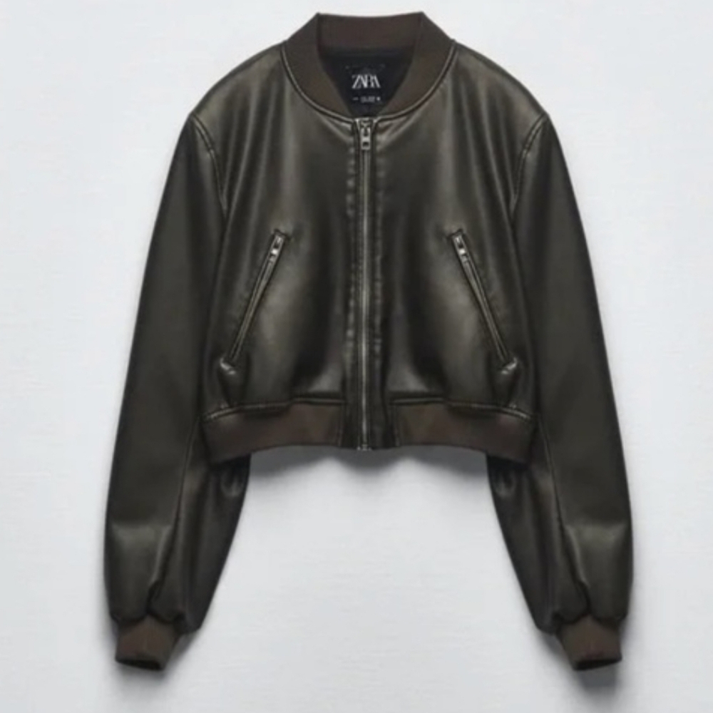 ZARA FAUX LEATHER BOMBER JACKET NWT